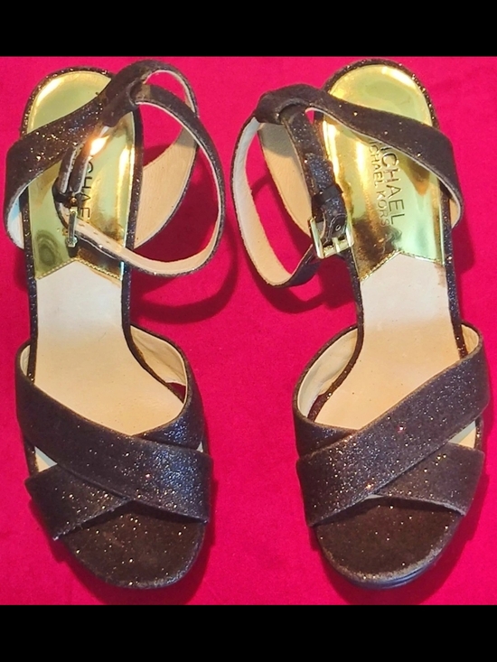 Michael Kors Shoes - Michael Kors Wpmens Black Glitter Gideon Platform Stiletto Sandals Size 7.5M...
